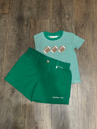 Green Stripe Football Trio Shirt Boy's Shirt - Chickie Collective