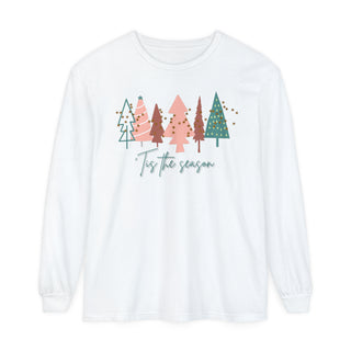 Women's 'Tis the Season White Christmas Tree Shirt | Comfort Colors Holiday Tee Long-sleeve White S  - Chickie Collective