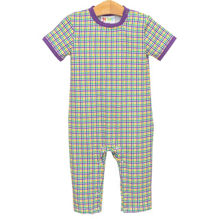 Mardi Gras Plaid Boys Romper boys romper - Chickie Collective