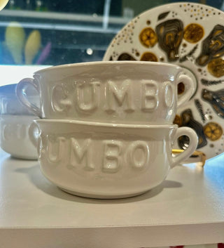 Gumbo Double Handle Bowl Antique White 7x2.75x5.5 - Chickie Collective