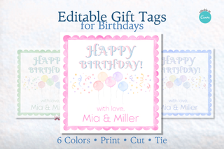 Editable Birthday Gift Tags – Printable Canva Template