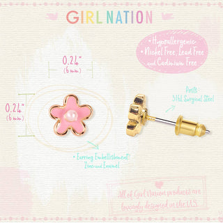 Pink Fancy Flower Cutie Stud Earrings     - Chickie Collective