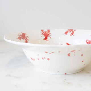 Watercolor Crawfish Serving Bowl White/Red 12x12x3.5 - Chickie Collective