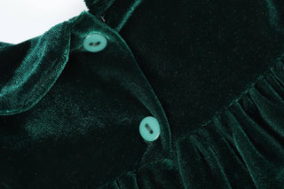 Emerald Flutter Sleeve Velour Dress Kids clothes    - Chickie Collective