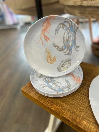 Pontchartrain Melamine Plate White/Multi 8.5" - Chickie Collective