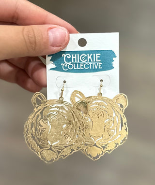Gold Tiger Filigree Earrings Earrings - Chickie Collective