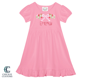 Girls Pink Ruffle Dress Strawberry Designs