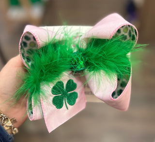 Large St. Patrick’s Pink Shamrock Bow Bow - Chickie Collective