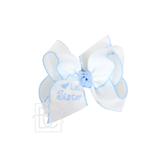 Embroidered Big Sister Crochet Edge Bow Kids Hair Accessories - Chickie Collective