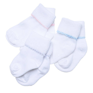 Solid Essentials White & Blue Trim Baby Socks Baby Accessories - Chickie Collective