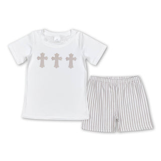 Stripe Cross Short & Short Set | Boy Outfits     - Chickie Collective