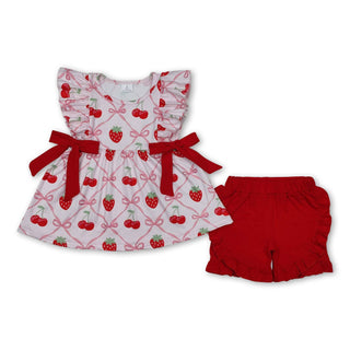 Ruffle Strawberry Short Set Girls for Summer Fun Girl Short Set 6-12M - Chickie Collective