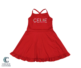 Red Ruffle Athletic Scallop Dress - Strawberry Designs