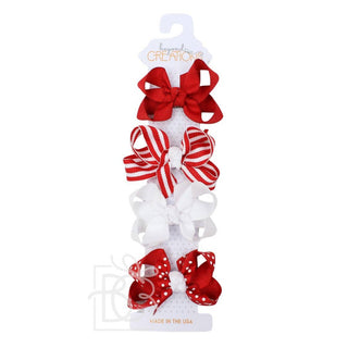 Collegiate Gift Set -3" Small Hair Bows on Snap Clip: Purple/ Yellow Gold - Chickie Collective