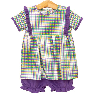 Mardi Gras Plaid Bloomer Set Girls Bloomer Set - Chickie Collective