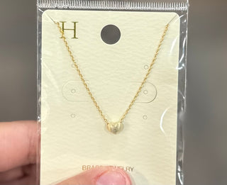 Textured Gold Heart Charm Necklace Earrings - Chickie Collective