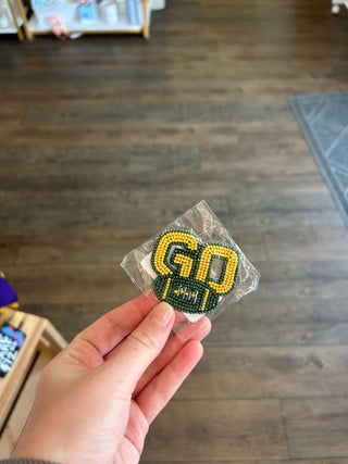 GO Green & Yellow Beaded Pin Pin - Chickie Collective