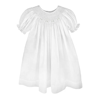 Smocked Daygown with Raglan Embroidery 6 Month White - Chickie Collective