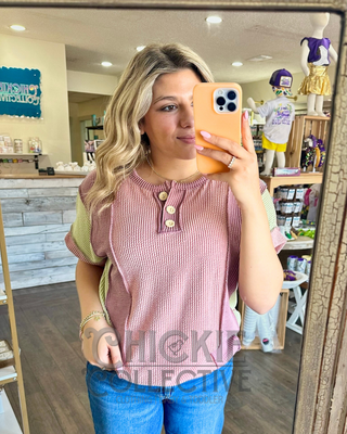 Color Block Knit Top with Twist Rib Design for Women Women's Top - Chickie Collective