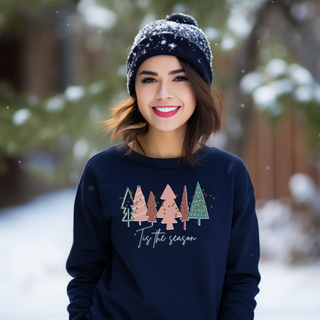 Navy Christmas Tree Sweatshirt |  Crewneck, Christmas Tree Sweatshirt, Holiday Sweaters for Women, Winter Sweatshirt Sweatshirt    - Chickie Collective