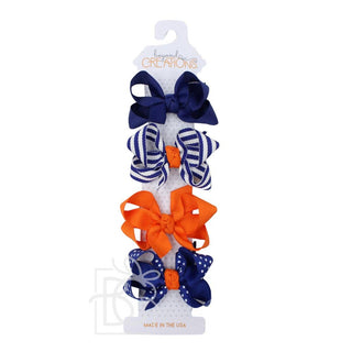 Collegiate Gift Set -3" Small Hair Bows on Snap Clip: Purple/ Yellow Gold - Chickie Collective