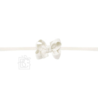 Antique White Small Nylon Pantyhose Headband with Bow Kids Hair Accessories - Chickie Collective