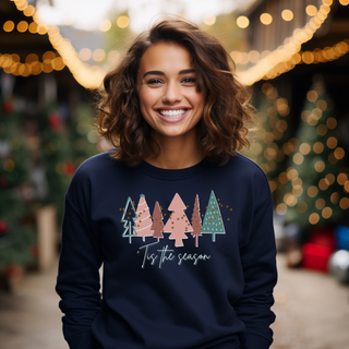 Navy Christmas Tree Sweatshirt |  Crewneck, Christmas Tree Sweatshirt, Holiday Sweaters for Women, Winter Sweatshirt Sweatshirt    - Chickie Collective