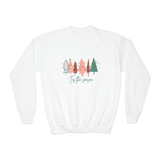 Gildan Youth Sweatshirt, Christmas Sweatshirt, Christmas Sweater, Christmas Crewneck, Christmas Tree Sweatshirt, Holiday Sweaters for Kids Kids clothes White XS  - Chickie Collective