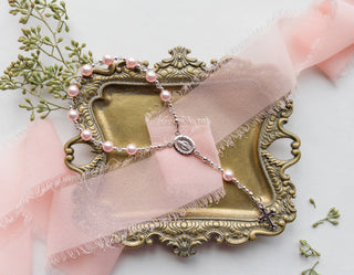 Sterling Silver Pink Baby Rosary Girl Baptism Gift - Chickie Collective