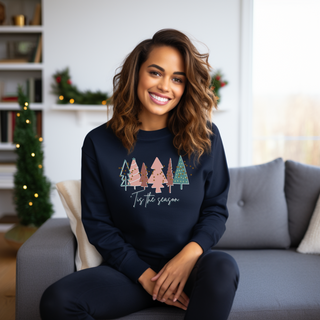 Navy Christmas Tree Sweatshirt |  Crewneck, Christmas Tree Sweatshirt, Holiday Sweaters for Women, Winter Sweatshirt Sweatshirt    - Chickie Collective