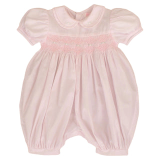 Pink French Bubble Diamond Smocked Romper     - Chickie Collective