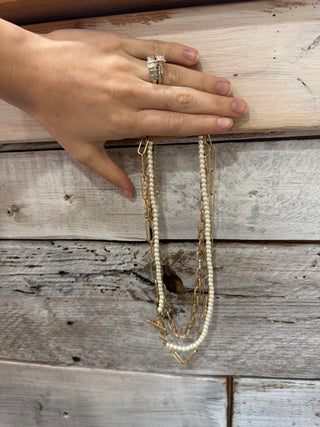 Pearl Toggle Chain Necklace Set - Chickie Collective