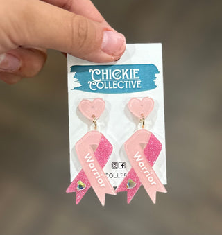 Breast Cancer “Warrior” Earrings Earrings - Chickie Collective