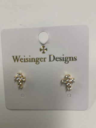 ERCZTINYCROSS TINY CZ CROSS STUD EARRING - Chickie Collective