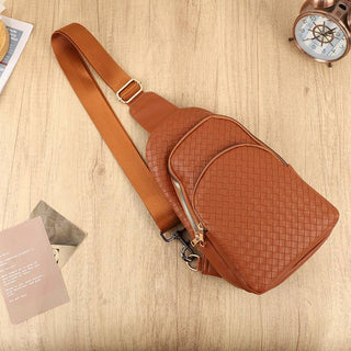 BRAIDED WEAVE VEGAN SLING CROSSBODY  BAG     - Chickie Collective