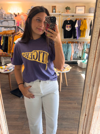 Purple Tigers Flag Metallic Puff Womens Tee (Copy)