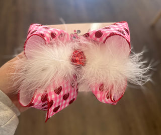 Valentines Day Gingham Bow (Large) Bow - Chickie Collective