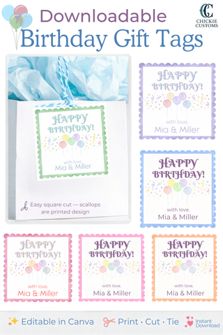 Editable Birthday Gift Tags – Printable Canva Template