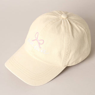Mama Letter Bow on Top Embroidered Baseball Cap     - Chickie Collective