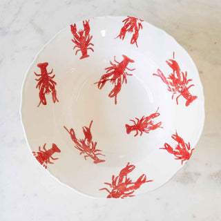 Watercolor Crawfish Serving Bowl White/Red 12x12x3.5 - Chickie Collective
