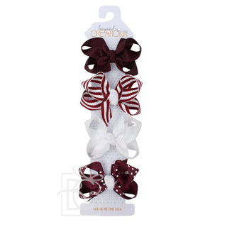 Collegiate Gift Set -3" Small Hair Bows on Snap Clip: Purple/ Yellow Gold - Chickie Collective