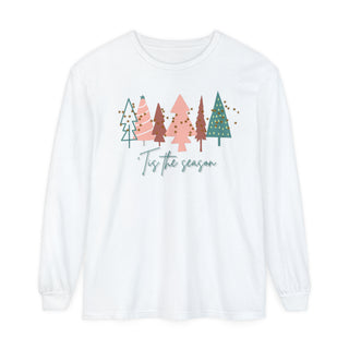 Tis the Season Christmas Tree Shirt | Comfort Colors Long-sleeve White S  - Chickie Collective