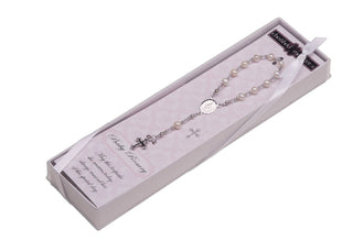 Sterling Silver White Baby Rosary Girl or Boy Baptism Gift - Chickie Collective