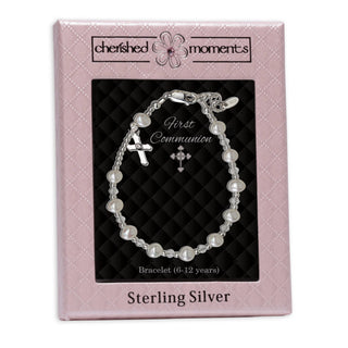 Sterling Silver Girls First Communion Rosary Bracelet Gift - Chickie Collective