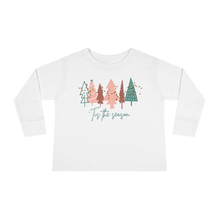 Kids Christmas Tree White Long Sleeve Tee - Toddler Crew Neck T-Shirt Kids clothes    - Chickie Collective