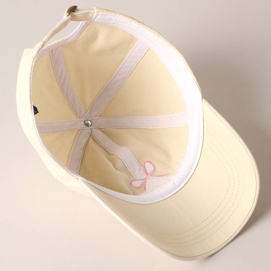 Mama Letter Bow on Top Embroidered Baseball Cap     - Chickie Collective