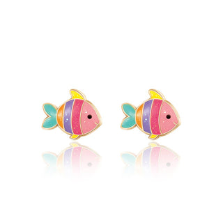 Glitter Rainbow Fish Cutie Stud Earrings - Chickie Collective