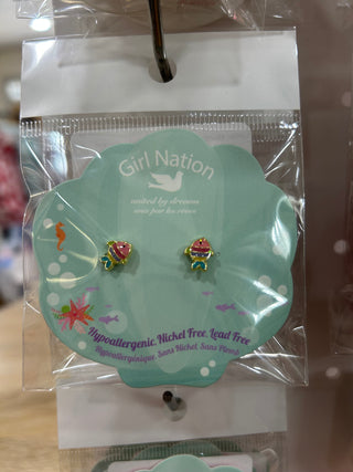 Glitter Rainbow Fish Cutie Stud Earrings - Chickie Collective