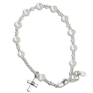 Sterling Silver Girls First Communion Rosary Bracelet Gift - Chickie Collective