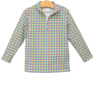 Mardi Gras Plaid Pullover Boy's Shirt - Chickie Collective